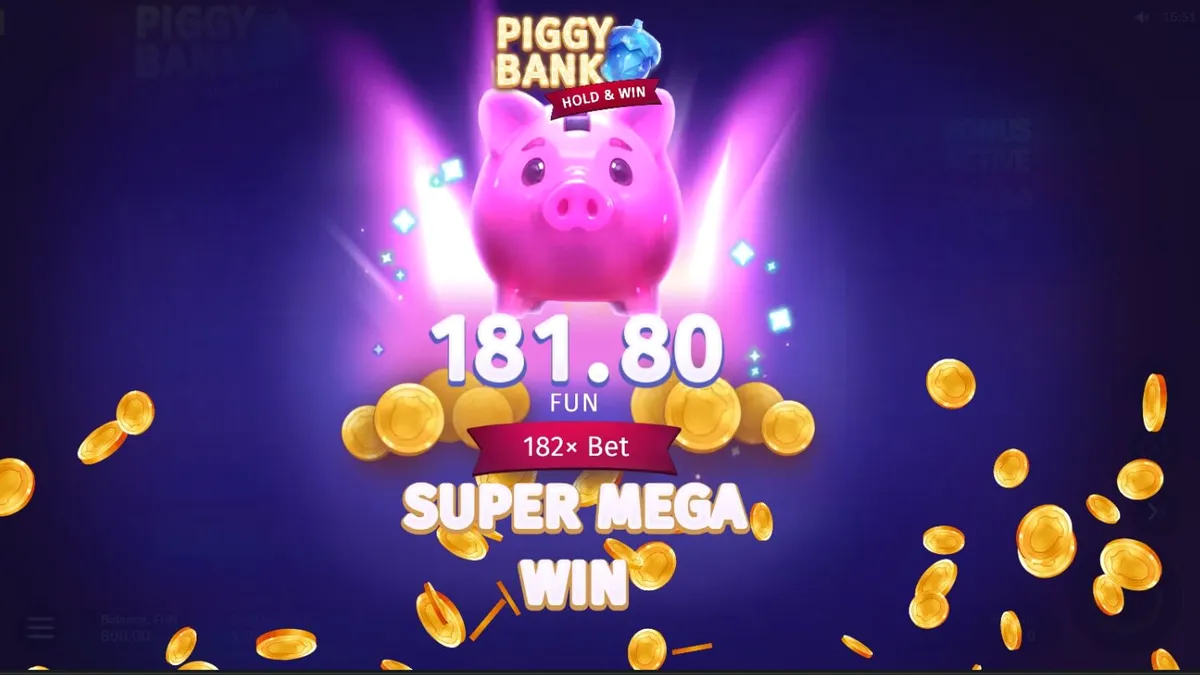 Piggy Bank Hold & Win slot gameplay dengan tema babi neon