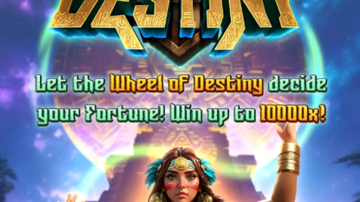 Tampilan visual slot Mayan Destiny dengan latar belakang kuil kuno dan priestess Ixil.